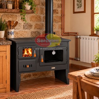 Cocina de leña con sistema para radiadores