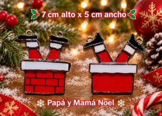 2 Adornos de Vidrio Papá y Mamá Noel