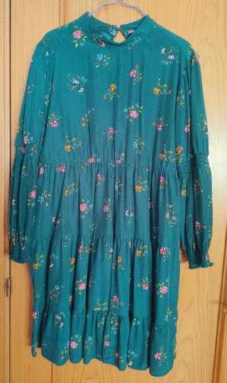 Vestido Estampado Floral Verde Azulado
