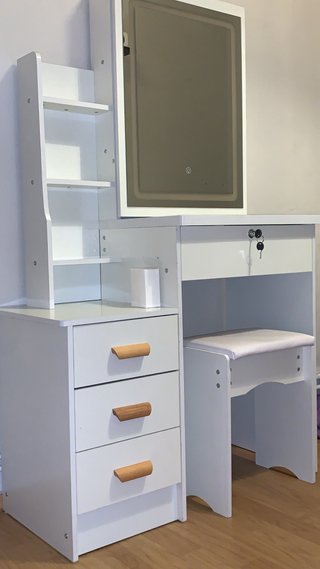 Tocador de Maquillaje Blanco con Espejo