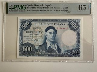 Billete 500 Pesetas 1954 PMG 65 EPQ