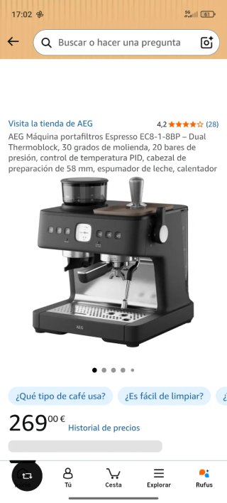 Cafetera Espresso AEG EC8-1-8BP