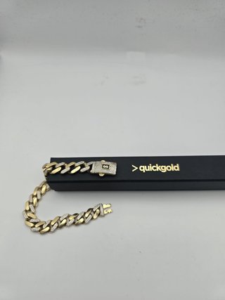 Pulsera Barbada Oro 18k con Piedras