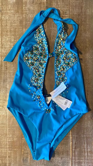 Bañador Calzedonia Turquesa con Pedrería