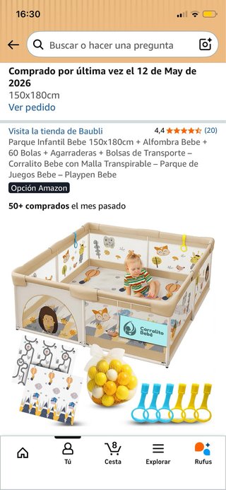 Parque Infantil para Bebé 180x150cm