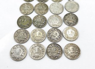 Lote de 20 Monedas de 1 Franco Suizo