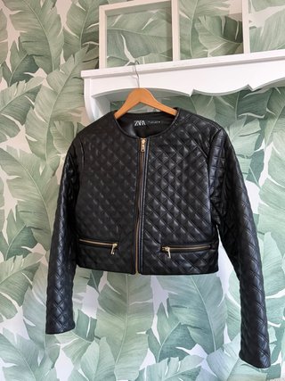 Chaqueta Polipiel Acolchada Zara Negra