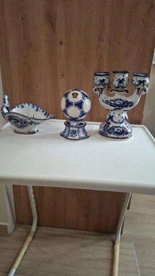 Lote 3 Piezas Porcelana Gzhel