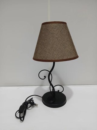 Lámpara de Mesa Rústica de Hierro y Tela 640513926