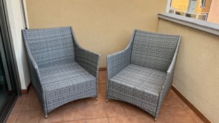 Set de 2 Sillones de Jardín en Ratán Gris