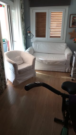 Sofá cama de dos plazas y sillón a juego