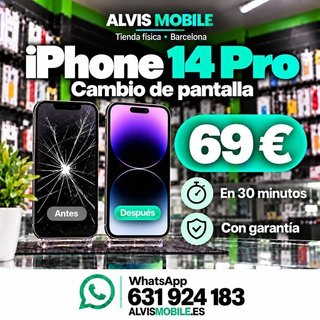 ⭐ Cambio pantalla iPhone 14 Pro - 69€ | 30 MIN