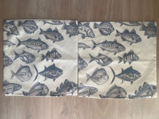 2 Fundas de Cojín Ikea Estampado Peces.
