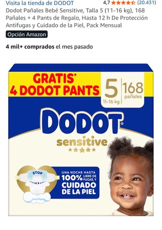 Pañales Dodot Sensitive Talla 5 (168 unidades)
