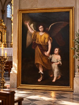 Óleo Antiguo Ángel de la Guarda 200x140cm