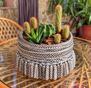 Centro Decorativo Artesanal con Cactus