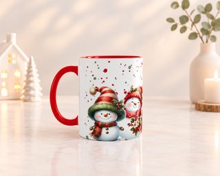 Taza de Cerámica con Diseño de Muñecos de Nieve