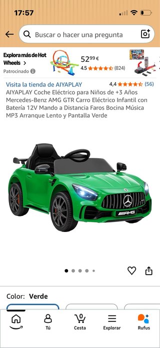 Coche Eléctrico Infantil Mercedes-Benz Verde