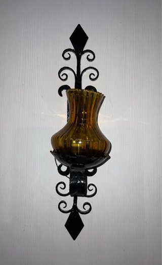 Aplique de pared de hierro y cristal