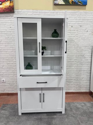 Vitrina Blanca con Puertas de Cristal