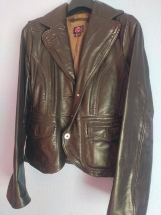 Cazadora piel mujer marrón Mango XL poco uso