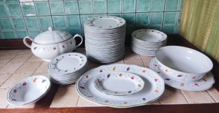 Vajilla de Porcelana con Motivos Frutales