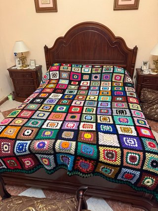 Colcha Vintage de Crochet Hecha a Mano