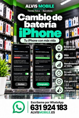 ‼️CAMBIO BATERIA IPHONE DESDE - 29€ | 30 MIN‼️