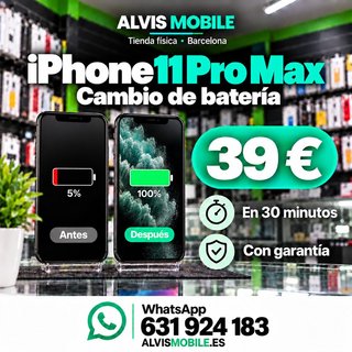⭐ Cambio Batería iPhone 11 Pro Max – 39€ | 30 MIN
