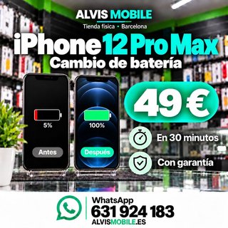 ⭐ Cambio Batería iPhone 12 Pro Max – 49€ | 30 MIN