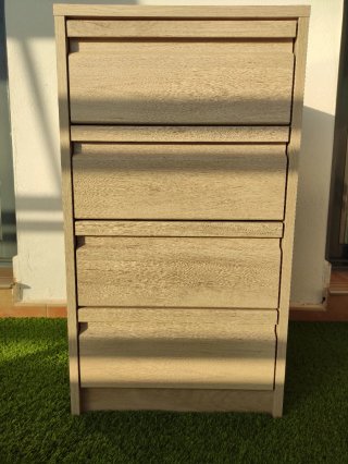 Cajonera de 4 cajones en madera color roble