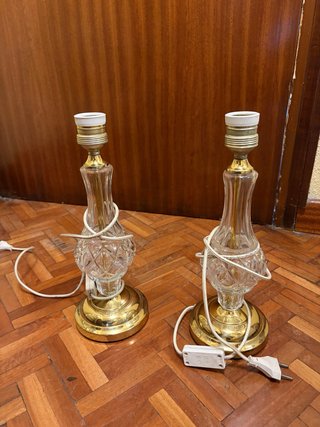 Pareja de lámparas vintage cristal y metal