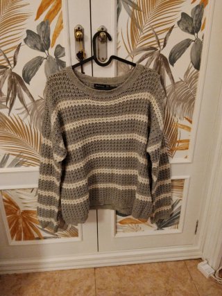 Jersey Stradivarius Gris y Beige Talla M