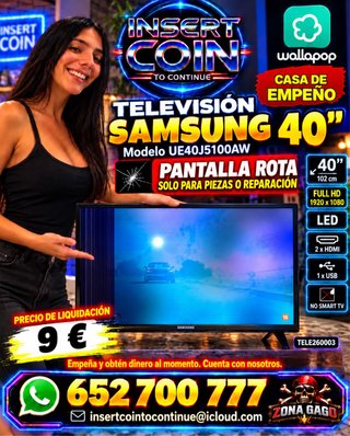 TV Samsung 40 UE40J5100AWXXC (Pantalla Rota)