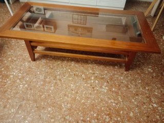 Mesa de centro elevable de madera, caoba, en buen