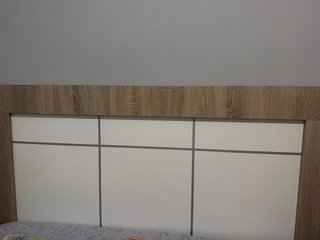 Cabecero de cama madera y blanco