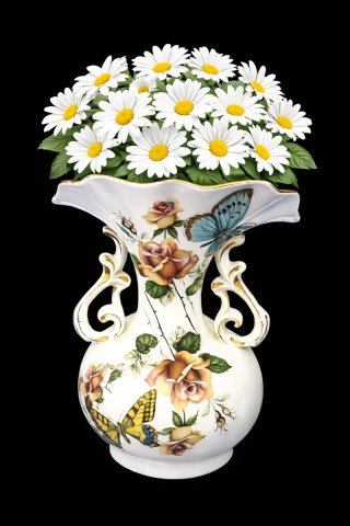 Jarrón de Porcelana con Motivos Florales