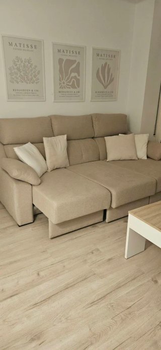 Sofá 3 plazas extensible beige