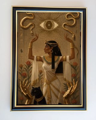 Cuadro de Cleopatra marco negro y dorado