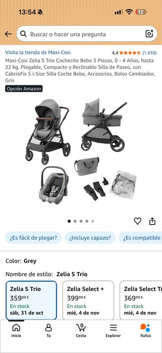Cochecito Maxi-Cosi Zelia S Trio Gris