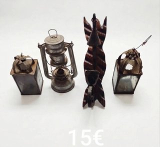 Set de 4 Faroles y Aplique Antiguos