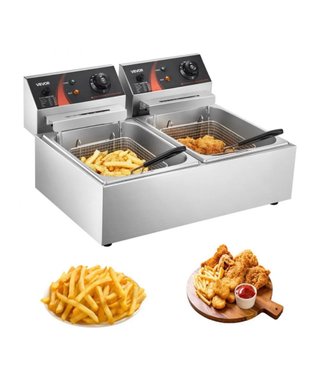 Freidora Eléctrica VEVOR 5000W Doble Cubeta