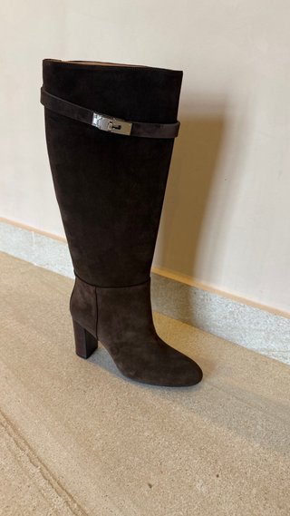 Stivali Hermès Kelly in camoscio marrone taglia 41