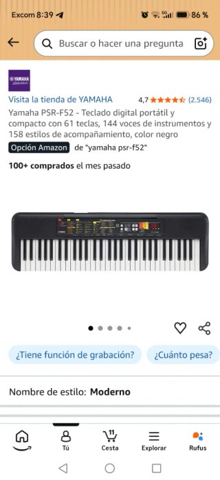 Teclado Digital Yamaha PSR-F52