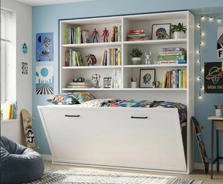 Cama abatible 90×190 con LIBRERÍA Nova