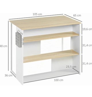Mesa de cocina con estantes