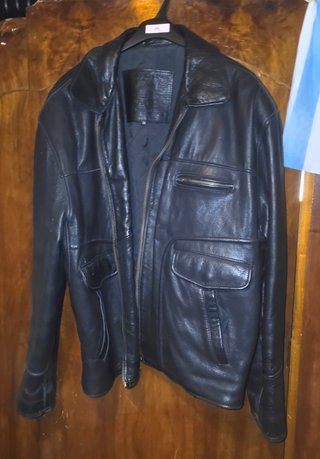 Chaqueta de cuero auténtico negra