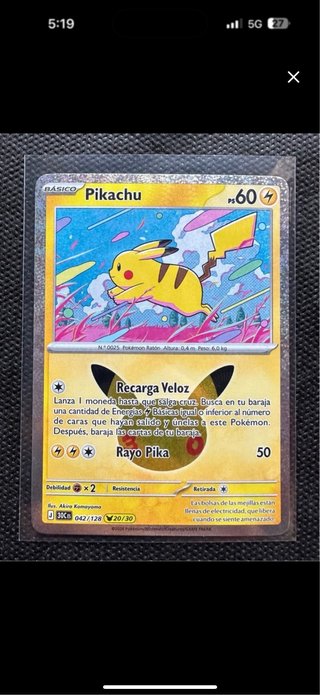 COMPRO Carta Pokémon Pikachu 20/30 Aniversario