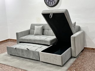 Sofá Cama con Arcón Gris
