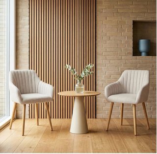 Set de 2 Sillas de Comedor Beige